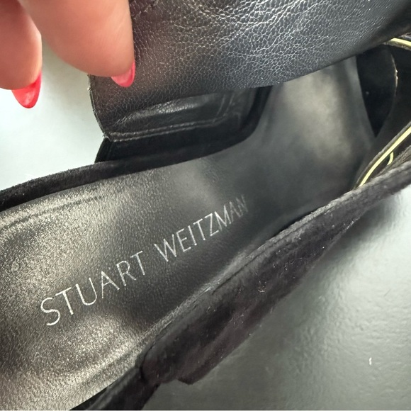 Stuart Weitzman black suede Slits platform heel sandals - size 8 - Picture 8 of 8
